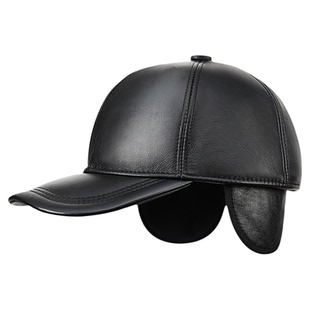 恒源祥中老年人帽子男士冬季爸爸真皮帽加绒保暖老头护耳鸭舌帽