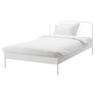 宜家床奈斯顿铁床欧式单人床铁艺床出租房床白色ins双人床儿童床