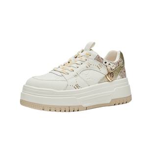 HR赫莲娜板鞋2026年冬季新款休闲女鞋子厚底新中式刺绣加绒小白鞋