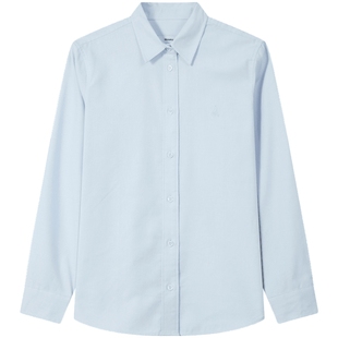 BEANPOLE滨波 女士休闲商务优雅职场高智风舒适磨毛素色长袖衬衫