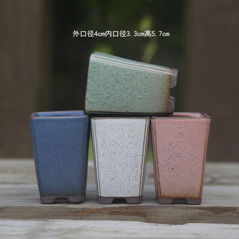 迷你拇指盆手工粗陶陶瓷叶插苗绿植简约鱼缸造景可泡水多肉小花盆