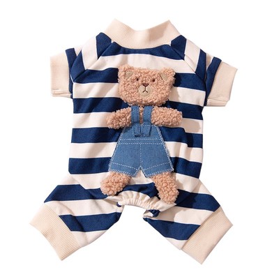 可爱小熊条纹狗狗四脚衣服
