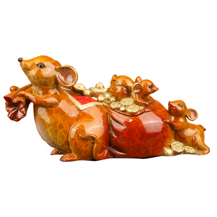 《满载而归》铜老鼠摆件招财十二生肖金钱子属鼠客厅小饰品吉祥物