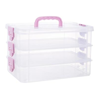 可叠加组合式塑料手提透明收纳箱