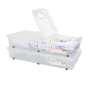 禧天龙床下带轮子的收纳箱床底塑料储物箱扁平整理箱抽屉式收纳箱