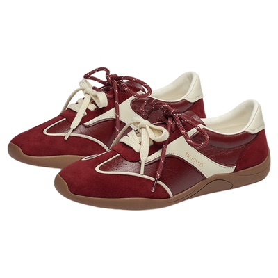 蹀愫2025年秋冬新款内增高3休闲鞋超轻红色德训运动鞋TA65519-55