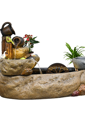 阳台花园造景装饰养鱼池流水摆件