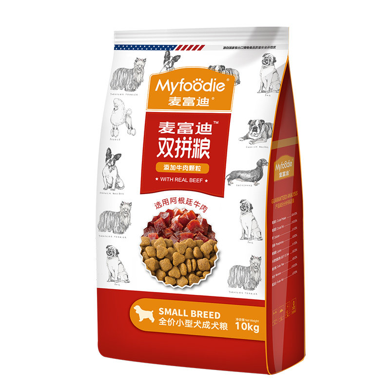 麦富迪狗粮小型成犬牛肉双拼10kg