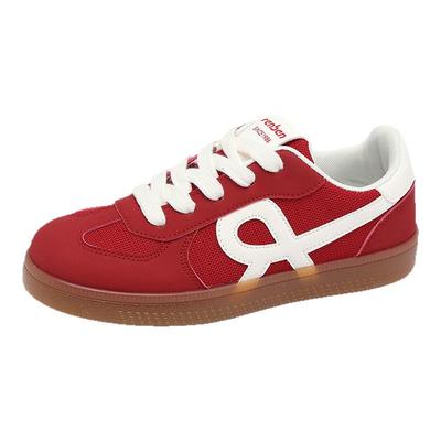 人本德训鞋夏季透气复古红色女鞋