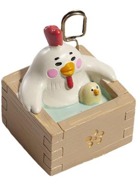 公鸡沐浴洗澡盆留言夹摆件树脂工艺品创意装饰办公桌工位名片夹