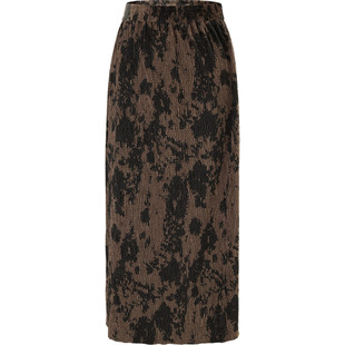 娅丽达琥珀流光穿搭休闲复古印花丝绒半身裙女春秋新款裙子直筒裙