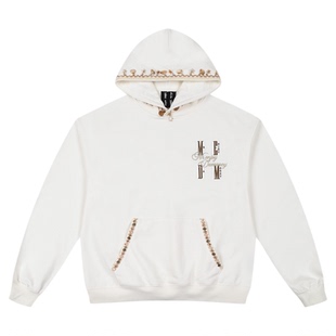 MEDM 贝壳海星花边休闲连帽卫衣潮牌美式百搭字母刺绣加绒帽衫男