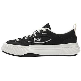 岩行帆布鞋|FILA 斐乐男FOSSO1+网面黑色轻便透气板鞋运动休闲鞋
