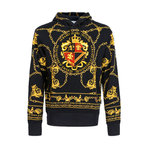 Versace/范思哲男士巴洛克皇冠盾牌链条印花连帽卫衣B7GZB7KG