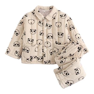 纯棉可爱夹棉冬季三层睡衣套装