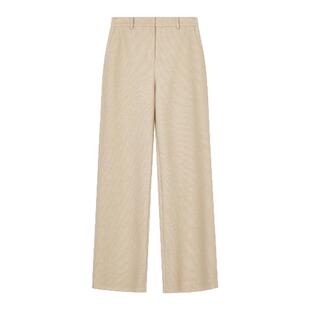 LANCY/朗姿2025冬新款羊毛高腰直筒阔腿西装裤女百搭通勤条绒长裤