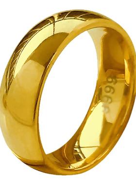 沙金男戒指闭口宽亮面男