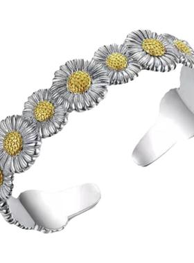 金银撞色雏菊开口手镯女高级小众