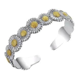 金银撞色雏菊开口手镯女高级小众设计2023年新款潮高级冷淡风手镯