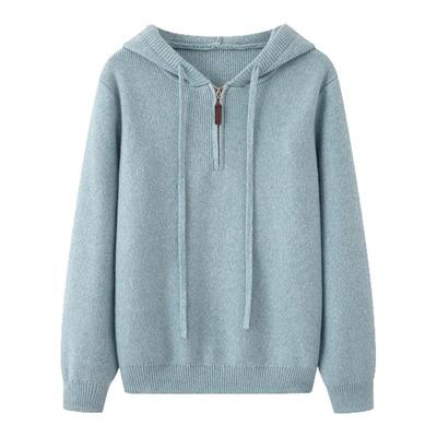 画风drawwind半拉链套头连帽毛衣