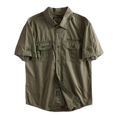 美式休闲纯棉工装短袖衬衫