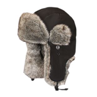 VISON 东北棉帽雷锋帽冬季滑雪骑车防寒保暖护耳毛帽子黑色男女士