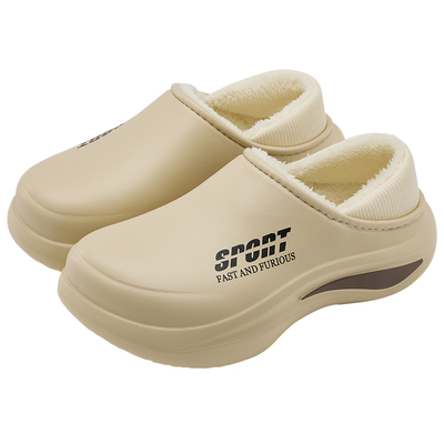 新款外穿防水保暖加绒棉拖鞋男士