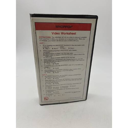 Vintage Burger King Whopper Video VHS W Worksheets from 1985