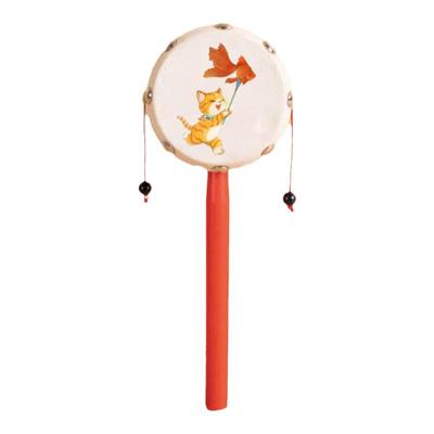 定制新生儿童传统拨浪鼓木质宝宝