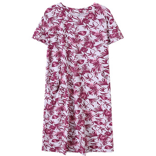 ab内衣女士纯棉舒适透气中老年睡裙印花短袖宽松休闲居家服H358