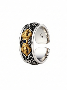 S925纯银男士复古金刚杵食指戒