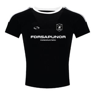 FDR官方店 章仔织带运动辣妹短袖t恤女夏季修身显瘦短款上衣体恤