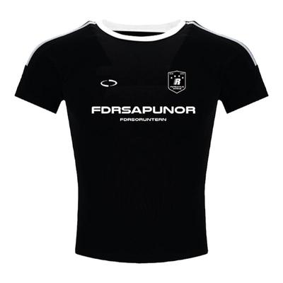 FDR官方店 章仔织带运动辣妹短袖t恤女夏季修身显瘦短款上衣体恤