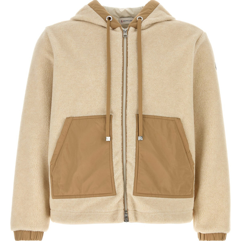 MONCLER 盟可睐男士米白色teddy 连帽夹克2026早春新款意大利代购
