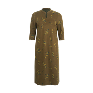 【玉玲珑】美丽客栈秋冬新款针织连衣裙女大码女装新中式印花裙子