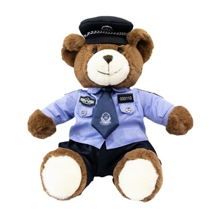 蜀黍家警察玩偶升级版公安小熊公仔支持定制交警骑行服警熊小礼物