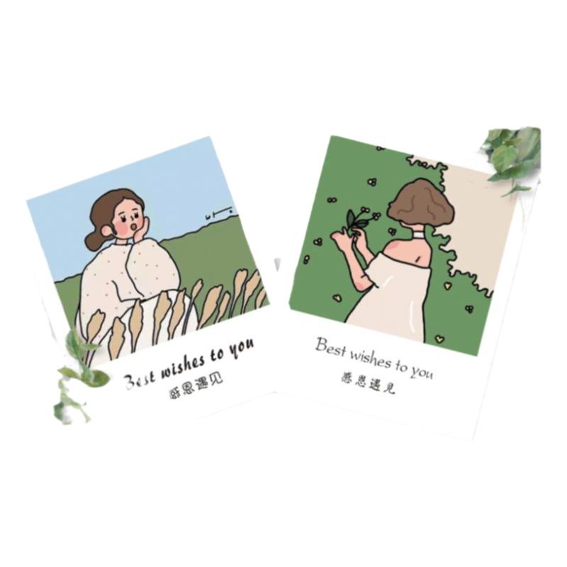 手绘插画答谢卡定制明信片明信片贺卡定制卡片贴纸制做印刷