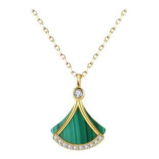 新中式国风潮S925纯银孔雀石项链女轻奢小众简约2025新款毛衣链