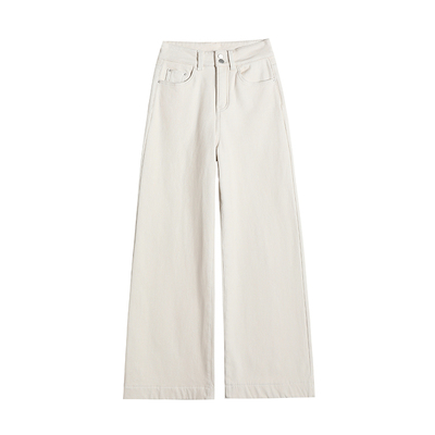 黑色高腰加绒阔腿牛仔裤女秋冬