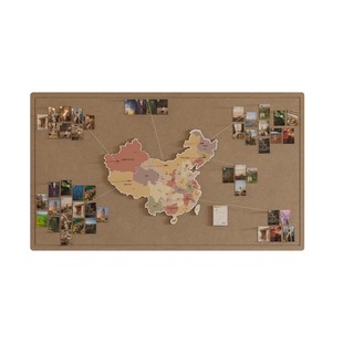 中国毛毡地图旅行照片墙旅游足迹打卡标记墙贴客厅墙面装饰画挂画