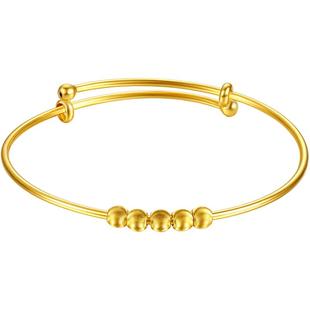 情人节TSL谢瑞麟5G黄金手镯宝宝足金金珠手镯周岁礼YS595