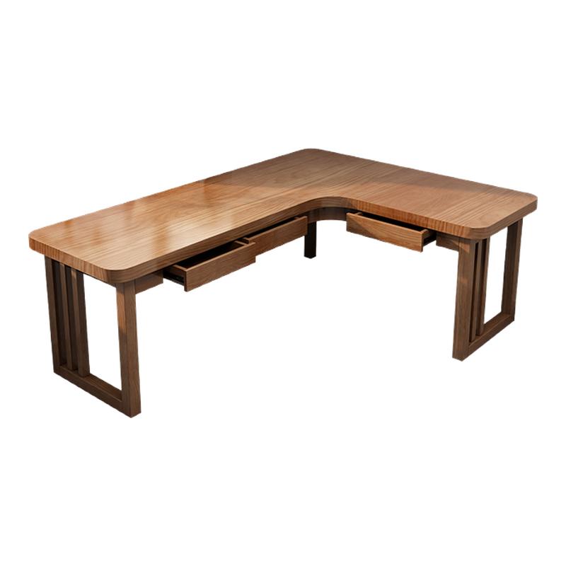 实木转角书桌带抽屉简约靠墙拐角学习桌客厅家用双人长条桌工作台