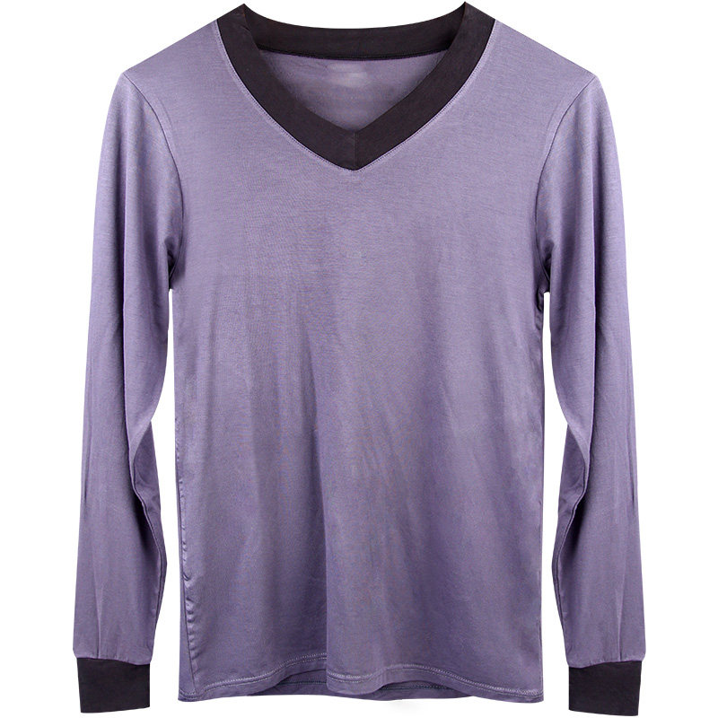 男士紧身莫代尔v领保暖基础内衣单件秋衣低领修身薄打底衫款上衣