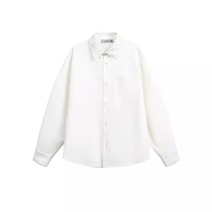 男模穿搭法式白色刺绣花领衬衫男款痞帅高级感长袖垫肩衬衣外套潮