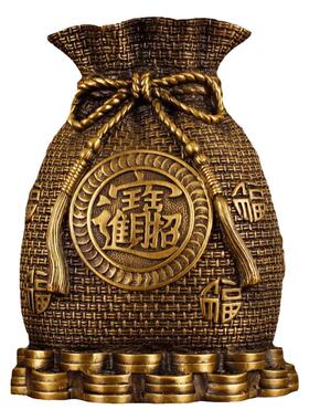 全铜福袋摆件储存钱罐子聚宝盆招财桌面家居客厅玄关电视柜工艺品