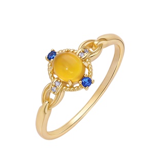 《春山行》复古设计宫廷高级感百搭小众气质黄玉髓纯银戒指环女