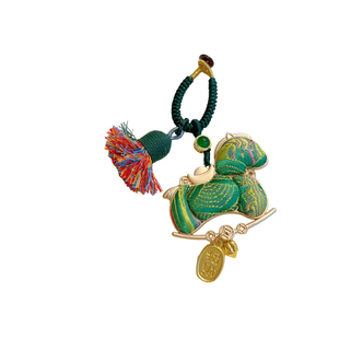 普陀山文创集宋锦小马挂件钥匙扣马上有钱马年包包挂饰纯手工非遗