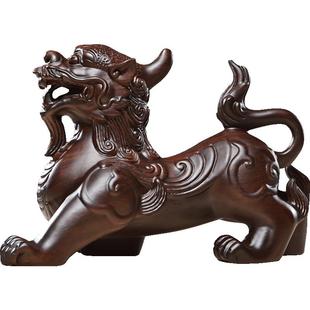 黑檀木雕皮丘貔貅摆件一对实木雕刻红木皮丘客厅家居装饰工艺礼品