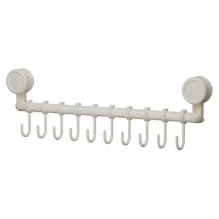 吸盘厨房挂钩一排式橱柜门后滑轨挂杆锅铲勺子壁挂置物架无痕粘钩