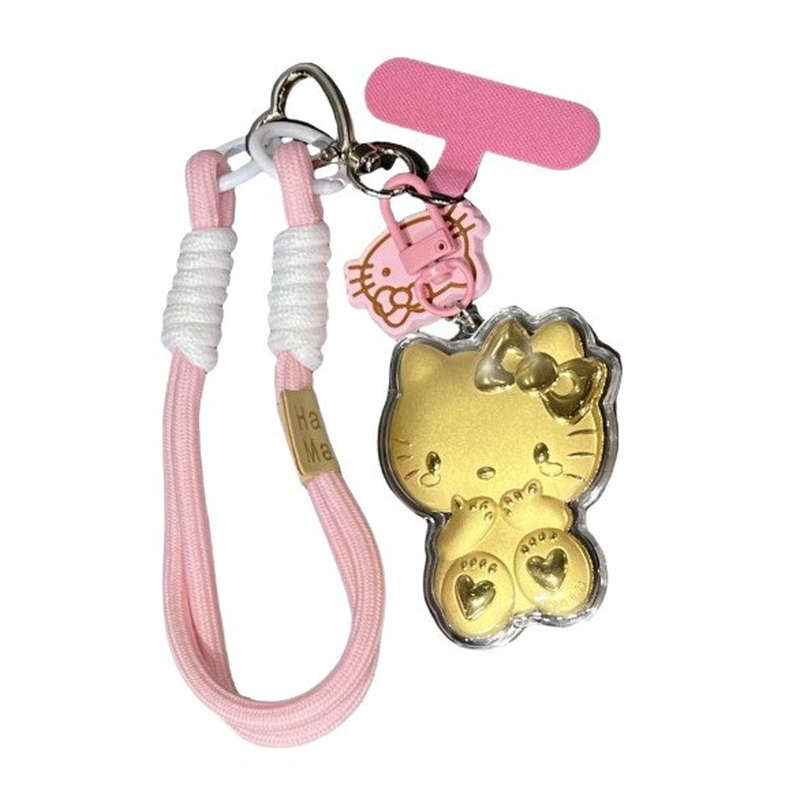 足金999黄金送礼hellokitty哈喽KT猫手机链挂绳钥匙扣包挂件礼盒